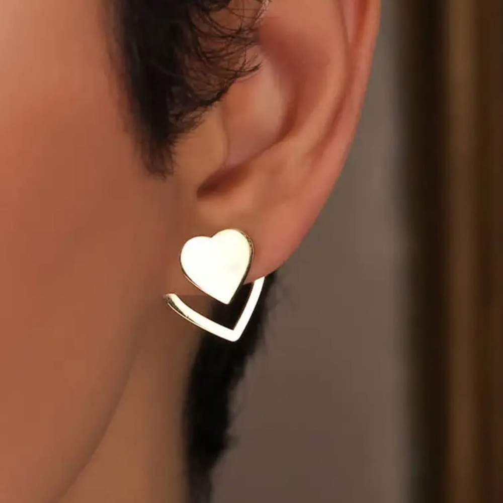 Gold Filled Double Heart Earrings